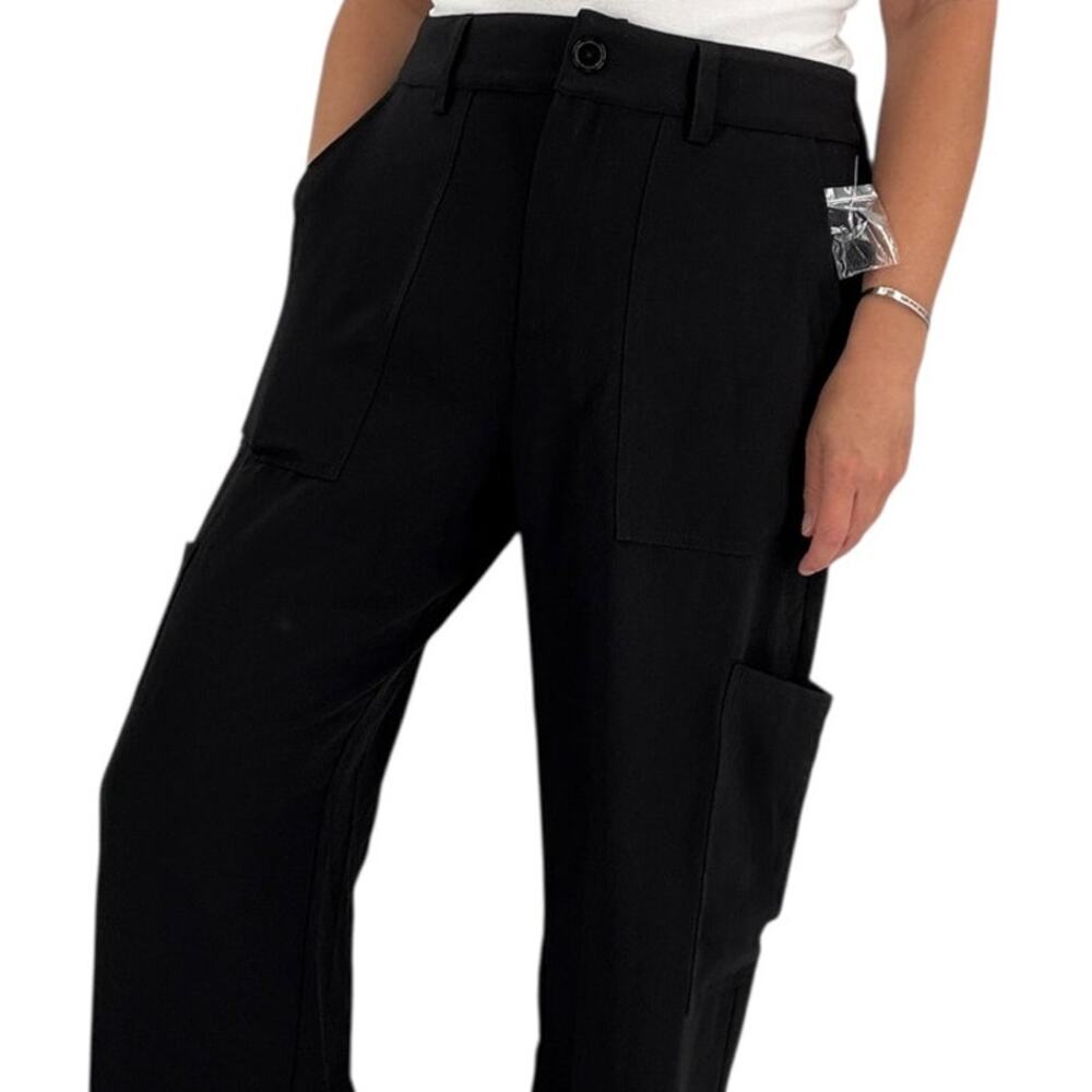SANCTUARY Pants Size L NEW Black Gina Wide Leg Cargo High Rise High Waist - Picture 5 of 5